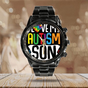 Discover Autism Awareness Gift Parents Son Calendar Steel Band Watch