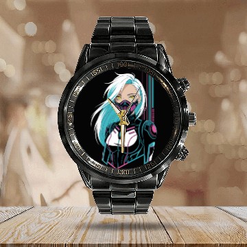 Discover Cyberpunk Girl Calendar Steel Band Watch