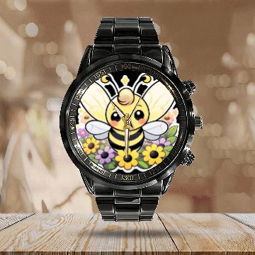 Discover A bee chubby cartoon Calendar Steel Band Watch
