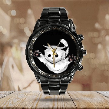 Discover Dancing Cat | Paws Up, Party On | Unisex | Calendar Steel Band Watch