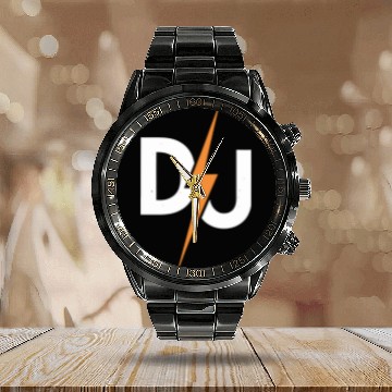 Discover DJ Lightning Bolt – High-Energy Music Lover Logo Calendar Steel Band Watch