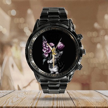 Discover Subtle Floral Anti Trump Flowers Foxglove Daisy Calendar Steel Band Watch