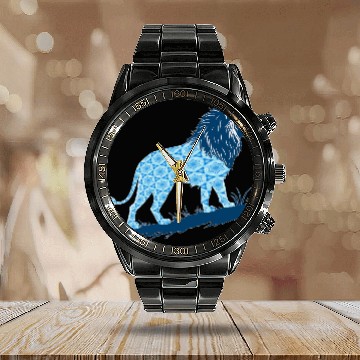 Discover Star of David Pattern 2 Lion of Judah Calendar Steel Band Watch