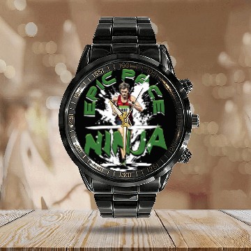 Discover Marathon Marathoner Running Epic Pace Ninja Calendar Steel Band Watch