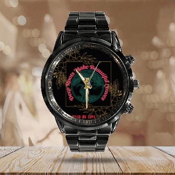 Discover Deep Roots Make Beautiful Leaves - Family Love Calendar Steel Band Watch