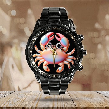 Discover Happy Crab Calendar Steel Band Watch
