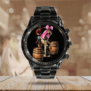 Discover Coquette Bow Barrel Racer Barrel Racing Rodeo Mom Calendar Steel Band Watch