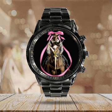 Discover Coquette Bow Rodeo Barrel Racer Barrel Racing Mom Calendar Steel Band Watch