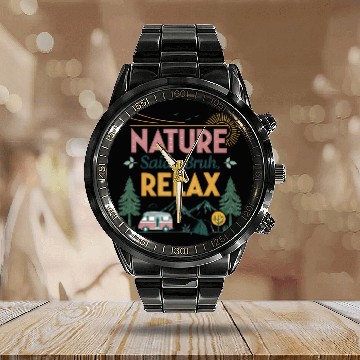 Discover natur sad bruh relax Calendar Steel Band Watch