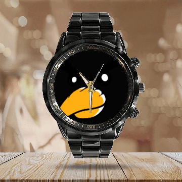 Discover Raven bird looks evil cool funny comic humor face Calendar Steel Band Watch
