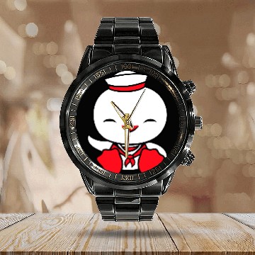 Discover Duck sailor sailor hat waving happily fisherman Calendar Steel Band Watch