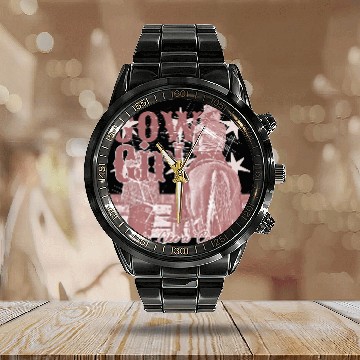 Discover Wild West Cowgirl Calendar Steel Band Watch