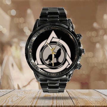 Discover Alter Otherkin Therian Theta Delta Logo Wolf Alpha Calendar Steel Band Watch
