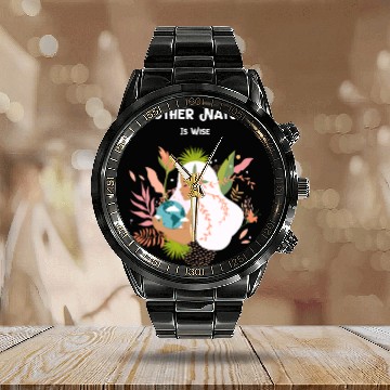 Discover Earth Day Mother Nature Calendar Steel Band Watch