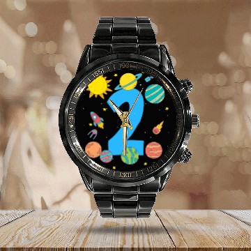 Discover Space Number Two Adventure Fun Birthday Calendar Steel Band Watch