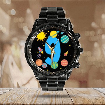 Discover Space Adventure Number Nine Fun Calendar Steel Band Watch