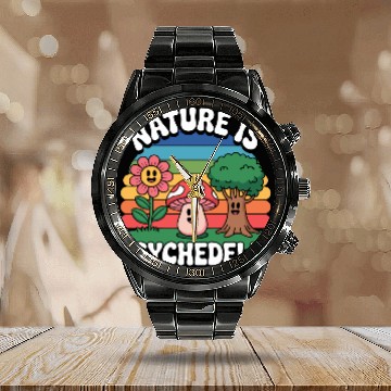 Discover Nature Is Psychedelic Calendar Steel Band Watch