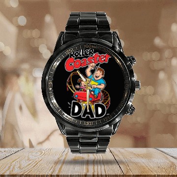 Discover Roller Coaster Dad - Thrilling Family Fun Calendar Steel Band Watch