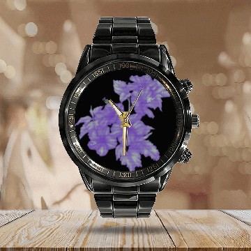 Discover vintage hibiscus flowers Calendar Steel Band Watch