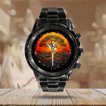 Discover Tree of Life Long Calendar Steel Band Watch