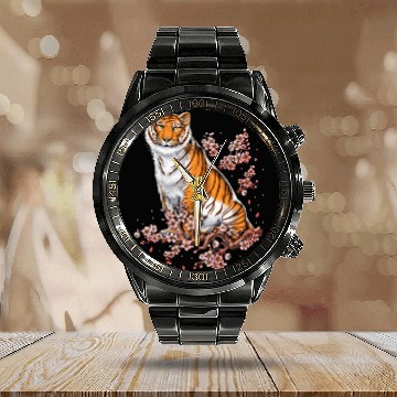 Discover Cherry Blossom Tiger Calendar Steel Band Watch
