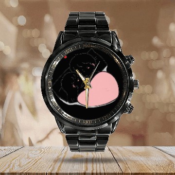 Discover Cartoon Couple Sweet Love Stickers Calendar Steel Band Watch