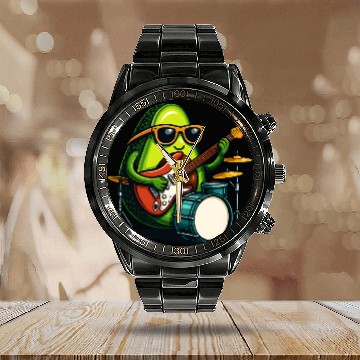 Discover Rockin Avocado Musician Funny Graphic Calendar Steel Band Watch