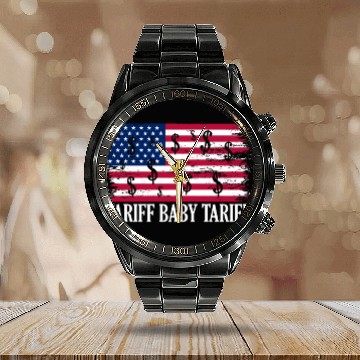 Discover Tariff Baby Tariff American Flag Trump Tariff Calendar Steel Band Watch
