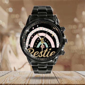 Discover Besties BFF Heart Best Friends Bestie Calendar Steel Band Watch