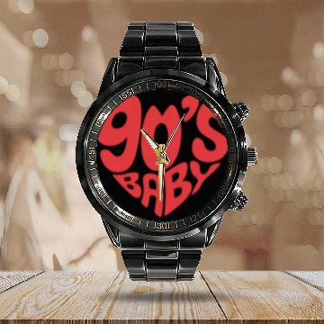Discover 90’s Baby Retro Heart – Nostalgic 90s Kid Throwbac Calendar Steel Band Watch