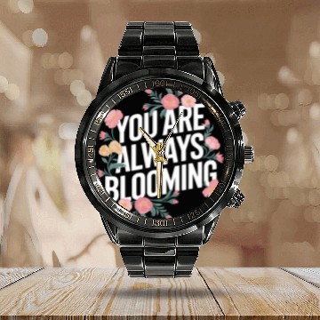 Discover You Are Always Blooming Floral Inspiration Calendar Steel Band Watch