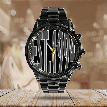 Discover EST. 1994 Ash Text Calendar Steel Band Watch – Minimalist Vintage
