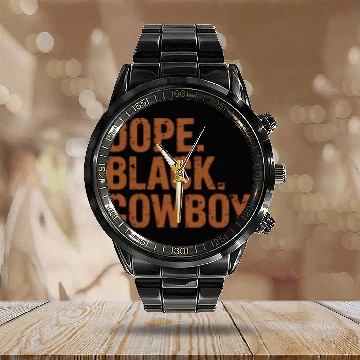 Discover Dope Black Cowboy Rodeo Calendar Steel Band Watch