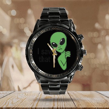 Discover I Saw That Alien Meme Calendar Steel Band Watch