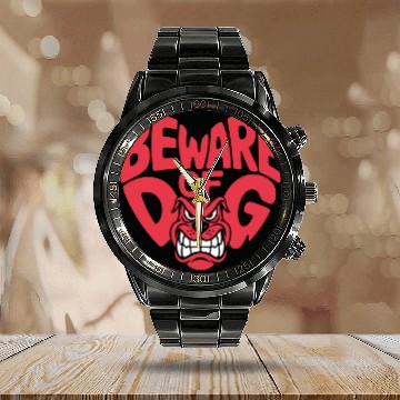 Discover Beware of DOG Calendar Steel Band Watch
