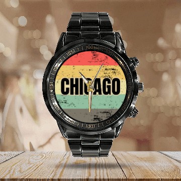 Discover Chicago Calendar Steel Band Watch