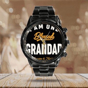 Discover I Am One Blessed Grandad Dad Grandpa Calendar Steel Band Watch