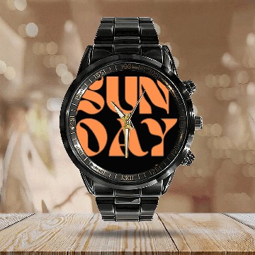 Discover Retro sunday vibes Calendar Steel Band Watch