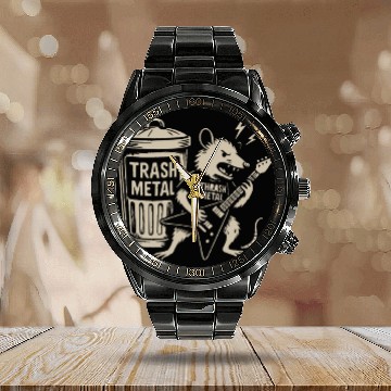 Discover Guitar thrash metal trash metal opossum funny Calendar Steel Band Watch