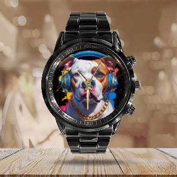 Discover Hip-Hop Pit Bull – Urban Style Pop Art Portrait Calendar Steel Band Watch