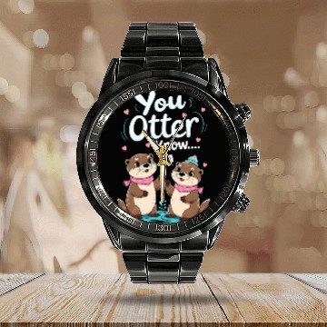 Discover Otter pun animal lover funny quotes sayings Calendar Steel Band Watch