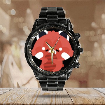 Discover Sleepy Red Panda Calendar Steel Band Watch