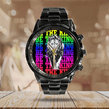 Discover Be The King Lion Rainbow Pride Empowerment Calendar Steel Band Watch