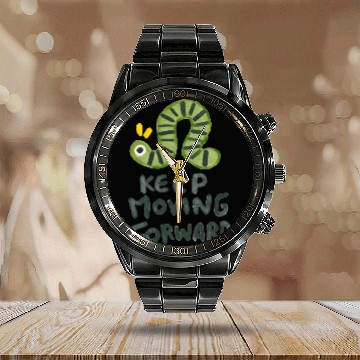 Discover Keep Moving Forwards | Cute Green Bug Calendar Steel Band Watch