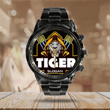Discover Tiger Power Roar of the Wild Calendar Steel Band Watch