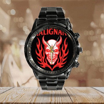 Discover MALIGNANT Demon Skull Graphic Calendar Steel Band Watch – Bold Darkwear