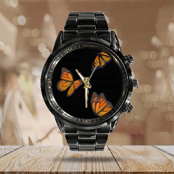 Discover the only good orange monarch is a butterfly Calendar Steel Band Watch