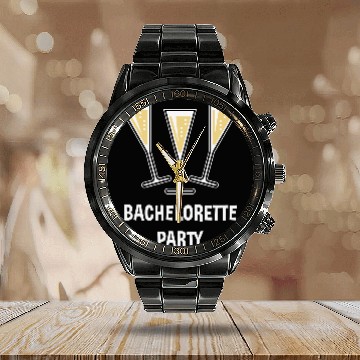 Discover Bachelorette Party (Sparkling Wine Funnel Shut 3C) Calendar Steel Band Watch