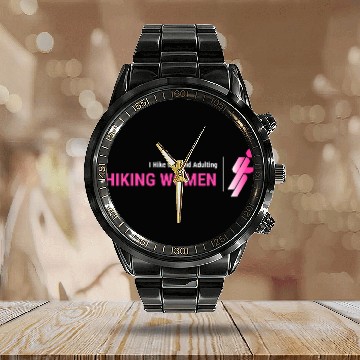 Discover I Hike To Avoid Adulting, Women Hiking Calendar Steel Band Watch
