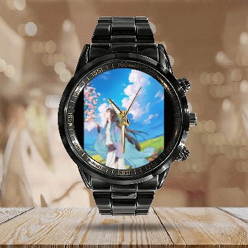 Discover Serene Blossom Anime Aesthetic Calendar Steel Band Watch